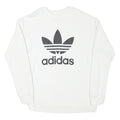 ADIDAS Womens White Sweatshirt Crew Neck UK 8 Cotton Blend Logo Pullover