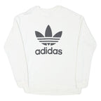 ADIDAS Womens White Sweatshirt Crew Neck UK 8 Cotton Blend Logo Pullover