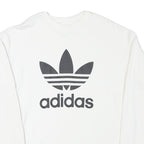 ADIDAS Womens White Sweatshirt Crew Neck UK 8 Cotton Blend Logo Pullover