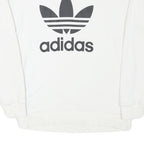 ADIDAS Womens White Sweatshirt Crew Neck UK 8 Cotton Blend Logo Pullover
