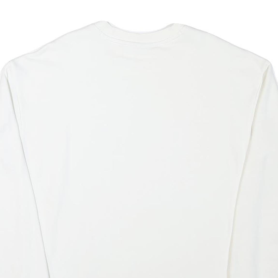 ADIDAS Womens White Sweatshirt Crew Neck UK 8 Cotton Blend Logo Pullover