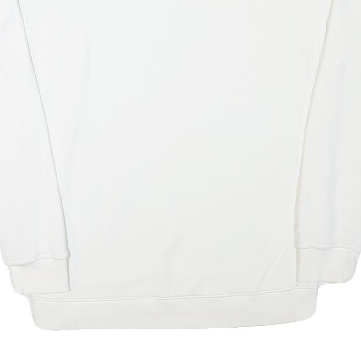 ADIDAS Womens White Sweatshirt Crew Neck UK 8 Cotton Blend Logo Pullover