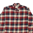 RED HEAD Mens Red & Navy Check Shirt 2XL Cotton Blend Button-Down Casual Fit