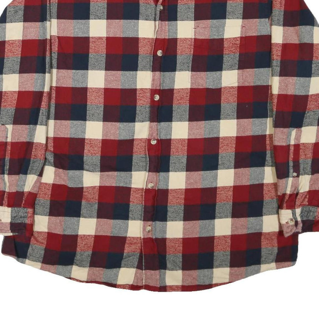 RED HEAD Mens Red & Navy Check Shirt 2XL Cotton Blend Button-Down Casual Fit