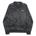 FILA Mens Black Track Jacket M Polyester Zip Logo Tape Sportswear