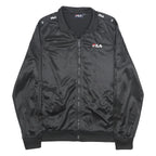 FILA Mens Black Track Jacket M Polyester Zip Logo Tape Sportswear