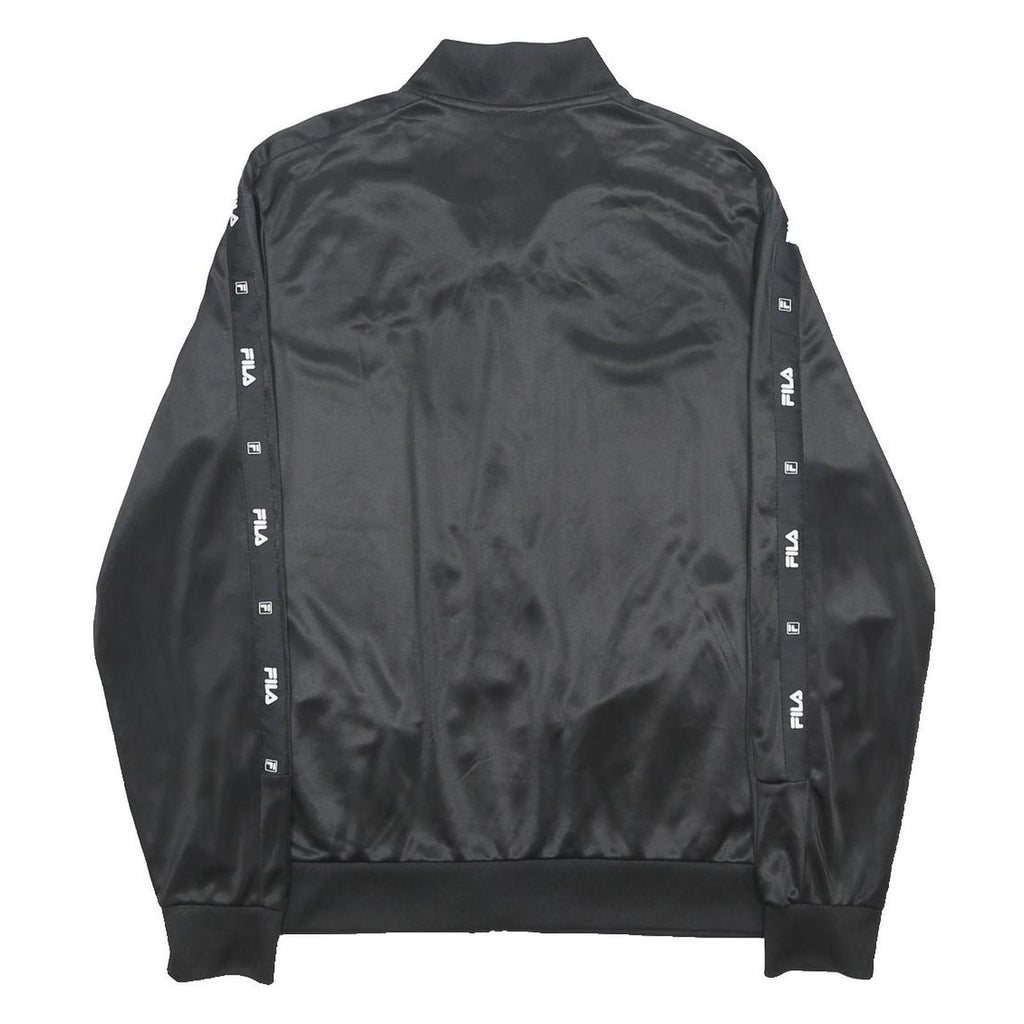 FILA Mens Black Track Jacket M Polyester Zip Logo Tape Sportswear