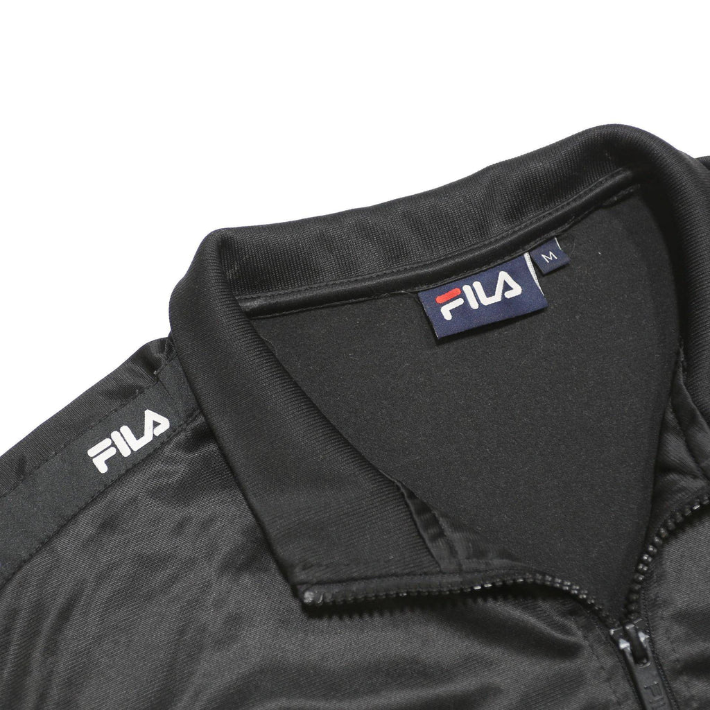 FILA Mens Black Track Jacket M Polyester Zip Logo Tape Sportswear