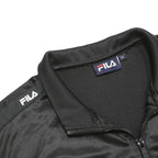 FILA Mens Black Track Jacket M Polyester Zip Logo Tape Sportswear