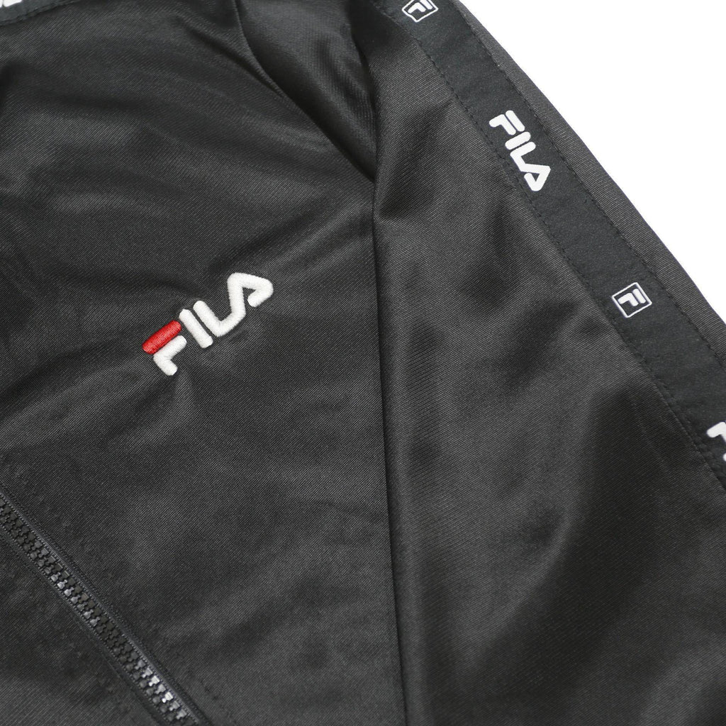 FILA Mens Black Track Jacket M Polyester Zip Logo Tape Sportswear