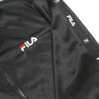 FILA Mens Black Track Jacket M Polyester Zip Logo Tape Sportswear