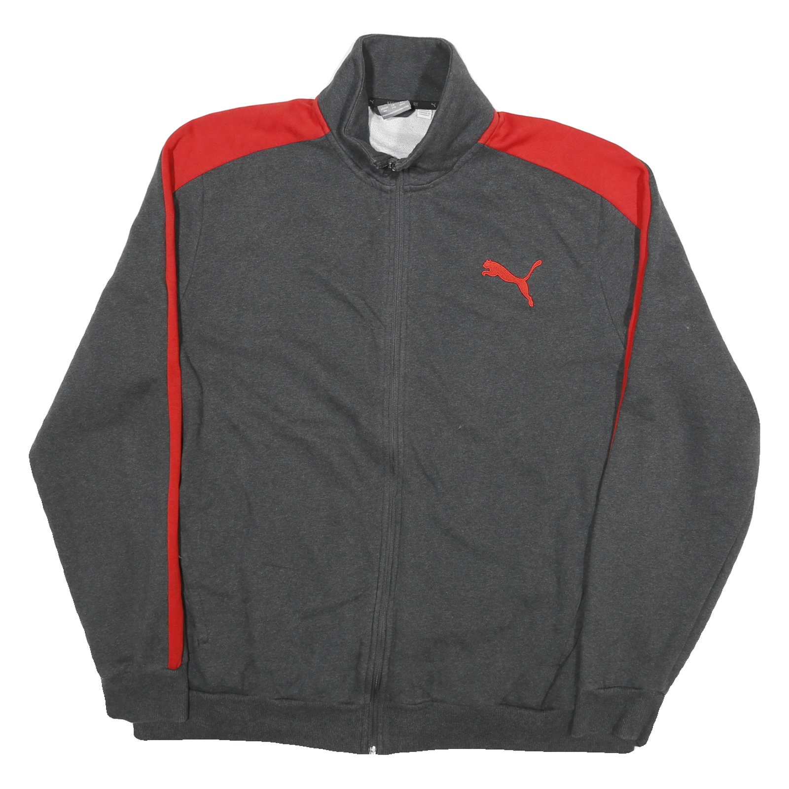 PUMA Mens Grey & Red Zip Jacket 2XL Cotton Blend Sport Casual Trackwear