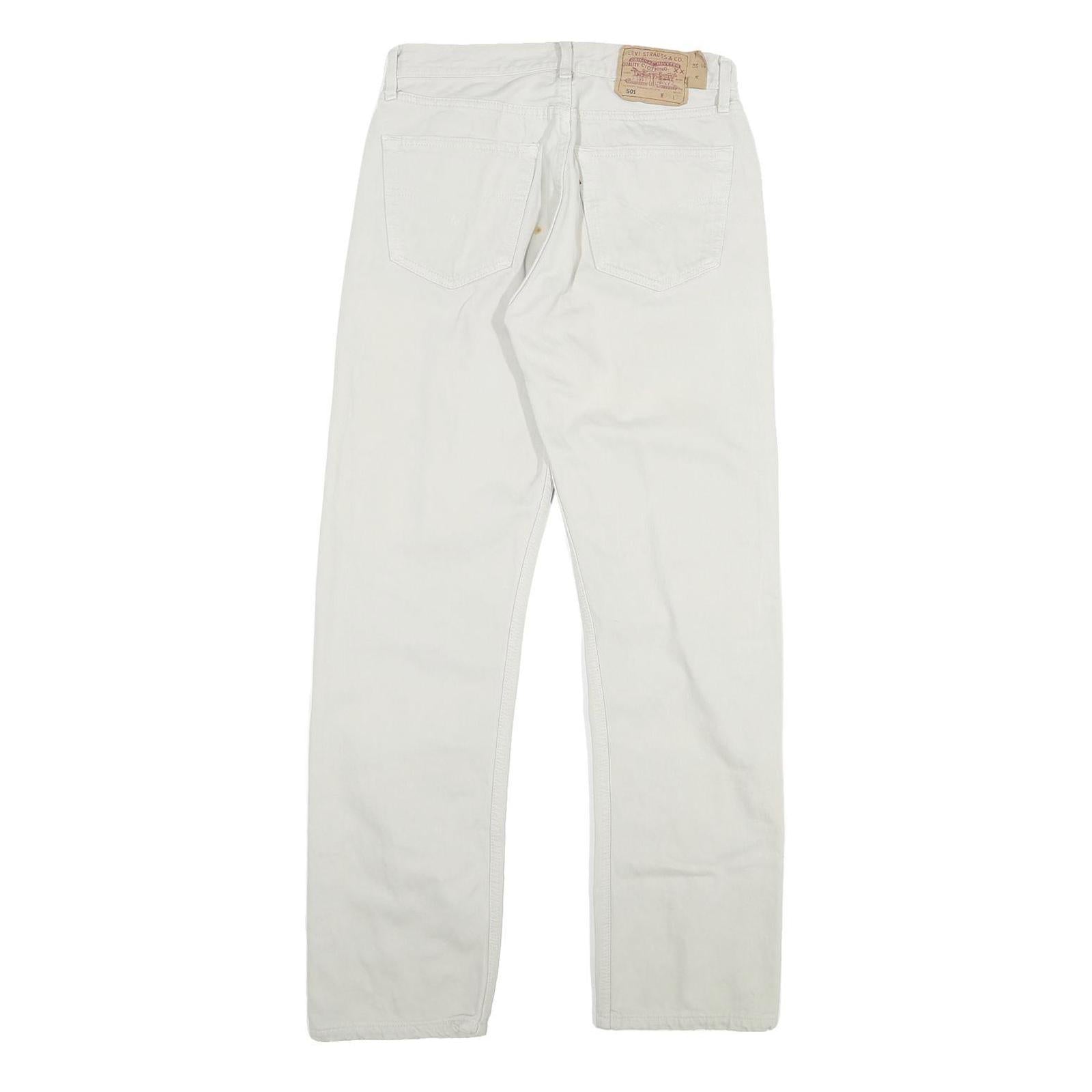 LEVI'S 501 Mens White Regular Fit Straight Denim W28 L27 Button Cotton Blend