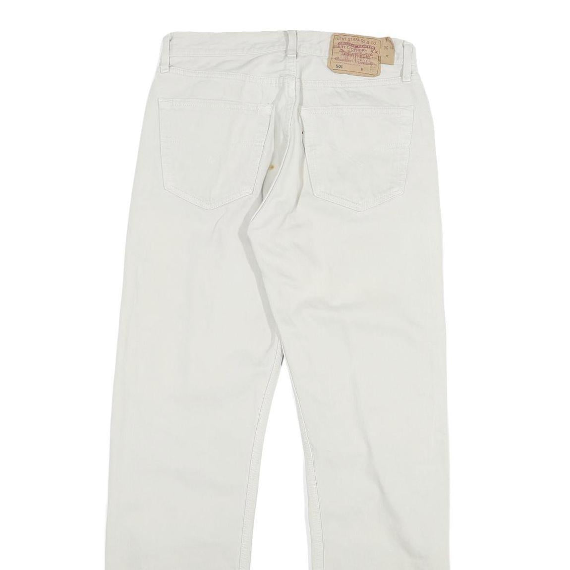 LEVI'S 501 Mens White Regular Fit Straight Denim W28 L27 Button Cotton Blend