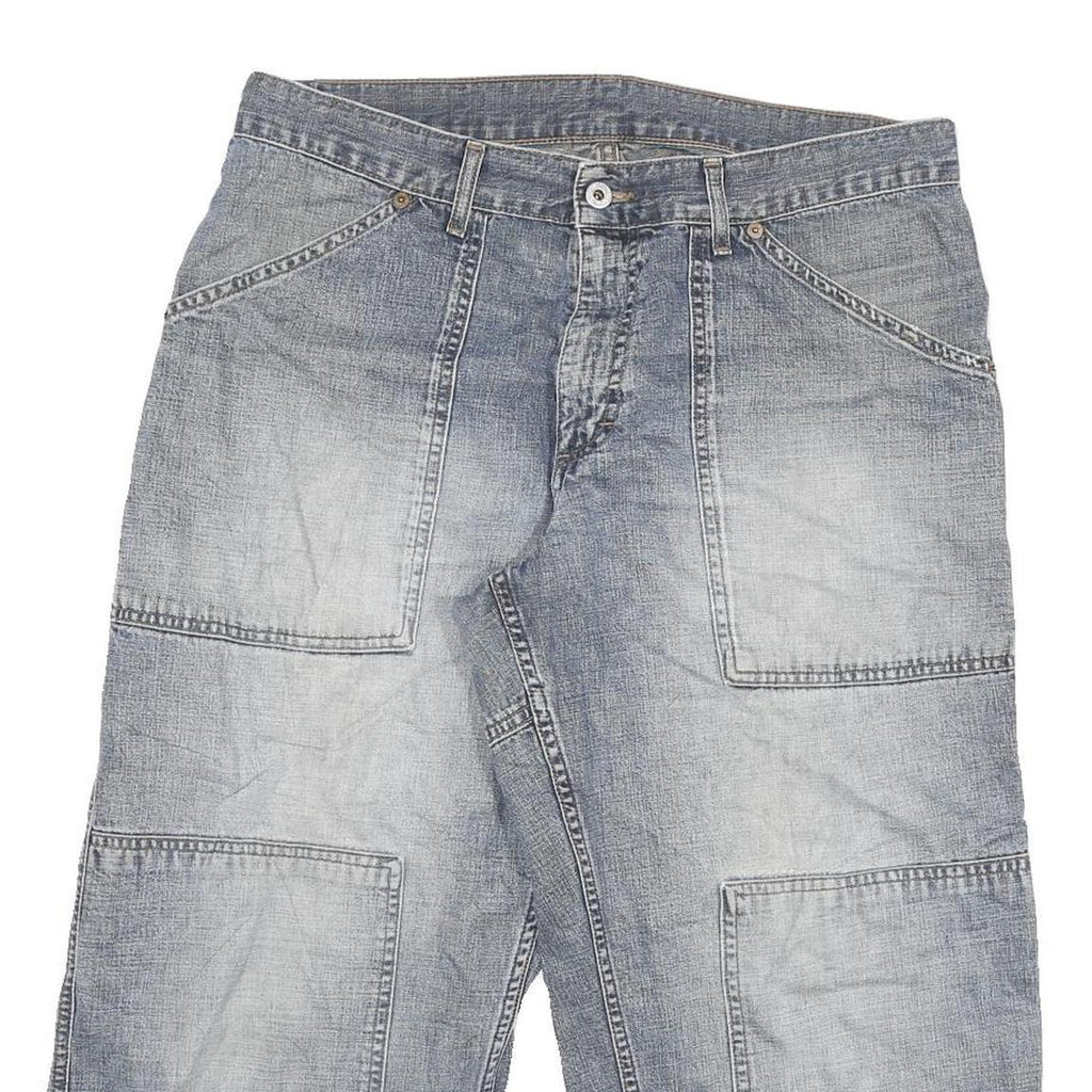 WAVE BOARD Mens Shorts Blue Casual Cotton Blend 2XL W34 Large Pockets