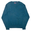 CHAPS Mens Jumper Blue V-Neck Tight Knit XL