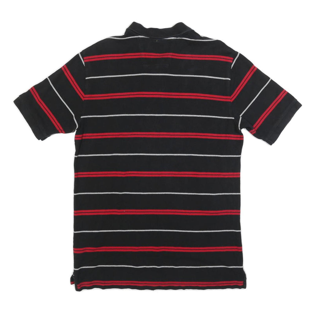 NAUTICA Mens Black & Red Striped Polo Shirt M Cotton Blend Casual Short Sleeve