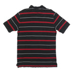 NAUTICA Mens Black & Red Striped Polo Shirt M Cotton Blend Casual Short Sleeve