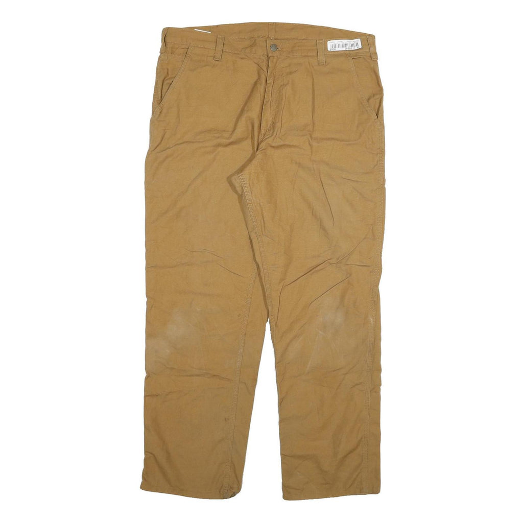 CARHARTT Mens Cotton Blend Beige Relaxed Straight Trousers W38 L32 Workwear
