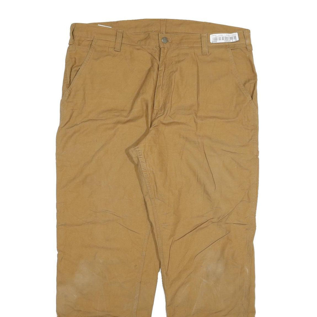 CARHARTT Mens Cotton Blend Beige Relaxed Straight Trousers W38 L32 Workwear