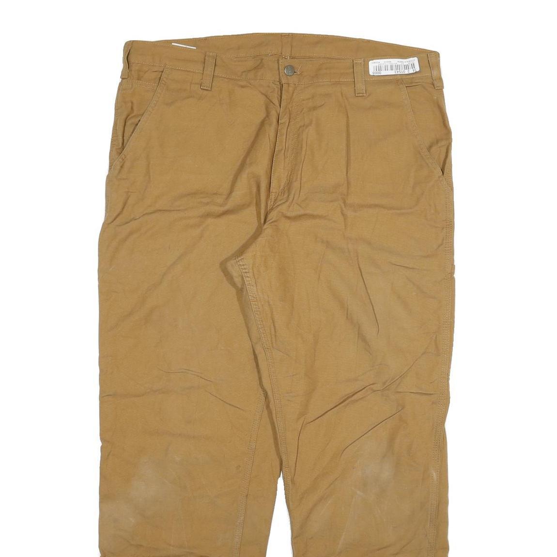 CARHARTT Mens Cotton Blend Beige Relaxed Straight Trousers W38 L32 Workwear