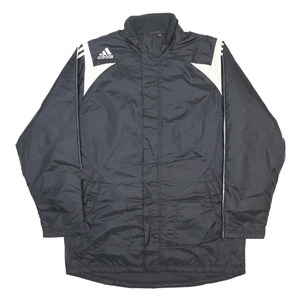 ADIDAS Mens Black White Zip Jacket M Polyester Blend Plain Sports Casual