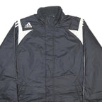 ADIDAS Mens Black White Zip Jacket M Polyester Blend Plain Sports Casual