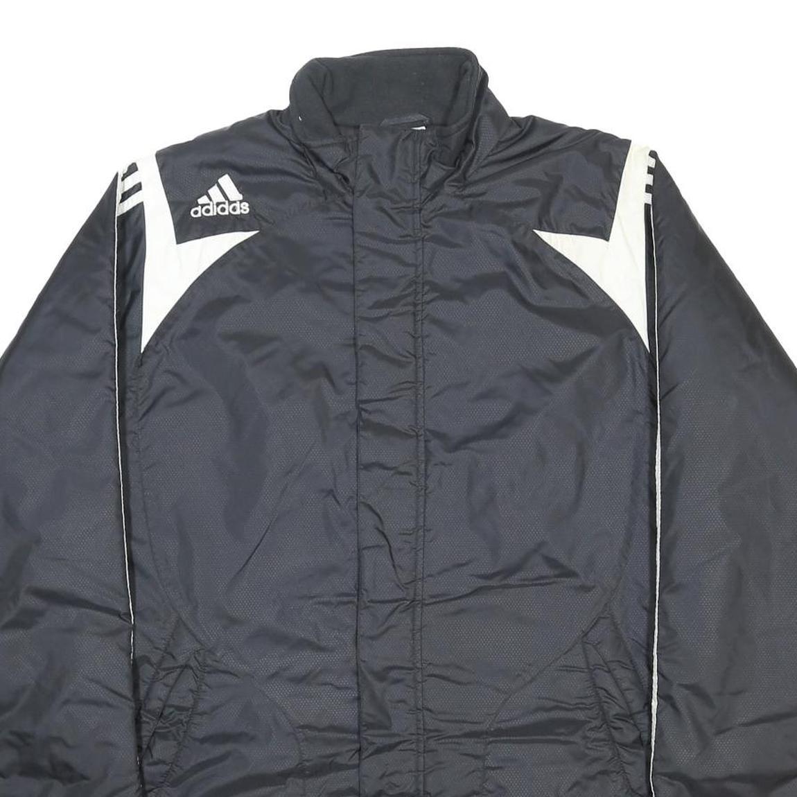 ADIDAS Mens Black White Zip Jacket M Polyester Blend Plain Sports Casual