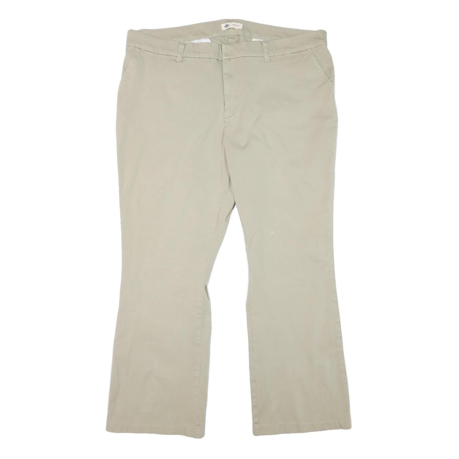 DICKIES Womens Cotton Blend Beige Regular Leg Regular Fit Trousers W41 L29 Zip
