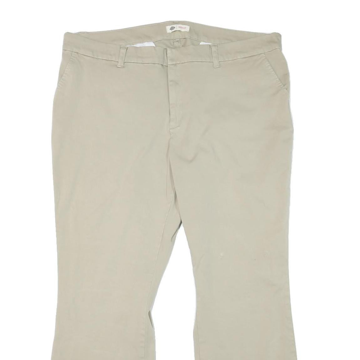 DICKIES Womens Cotton Blend Beige Regular Leg Regular Fit Trousers W41 L29 Zip