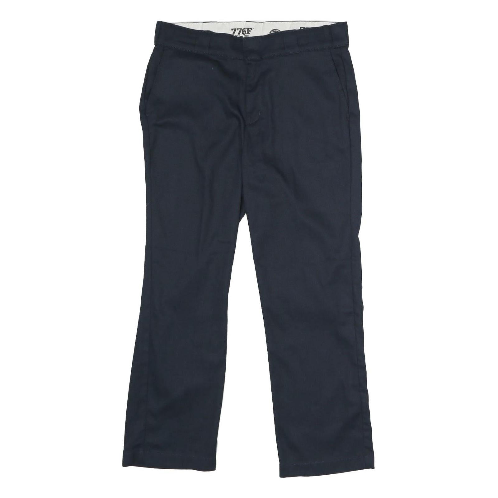 DICKIES Womens Polyester Blend Navy Slim Fit Straight Leg Trousers W32 L27