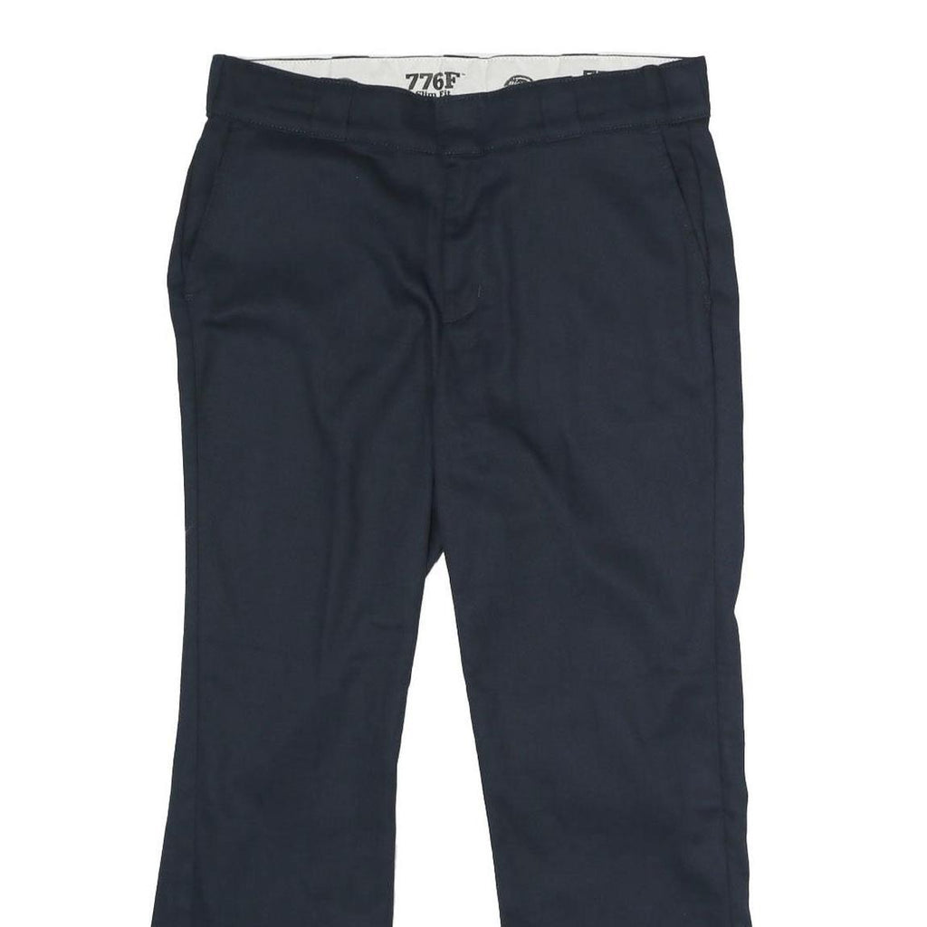 DICKIES Womens Polyester Blend Navy Slim Fit Straight Leg Trousers W32 L27