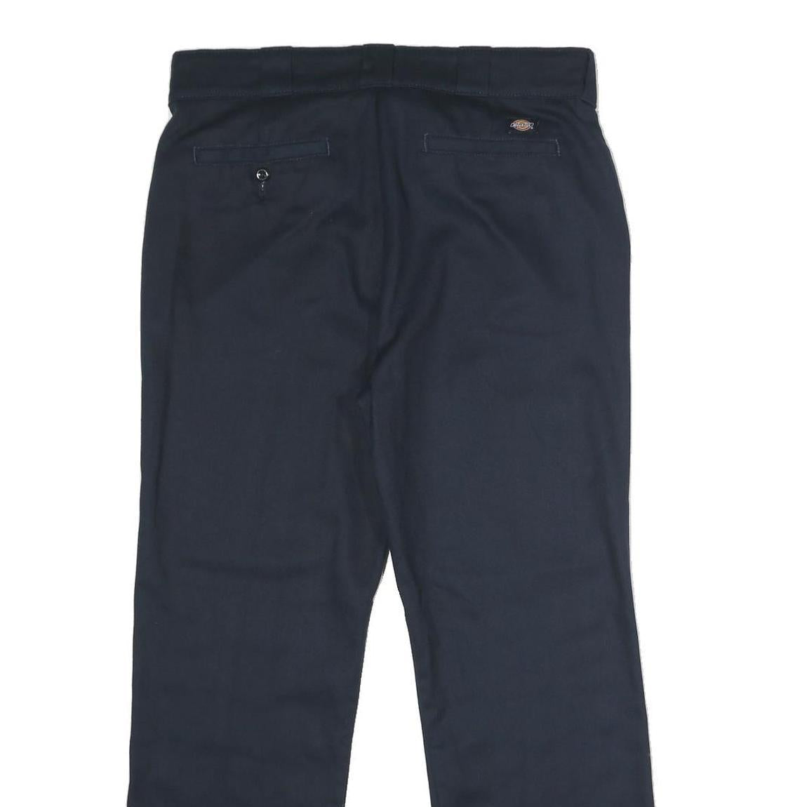 DICKIES Womens Polyester Blend Navy Slim Fit Straight Leg Trousers W32 L27