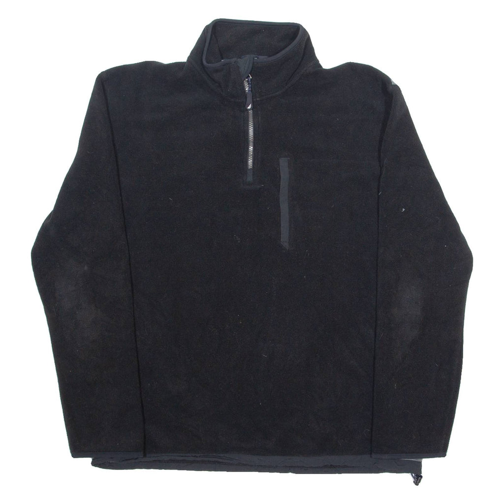 NAUTICA Mens Fleece Black 1/4 Zip Tight Knit L