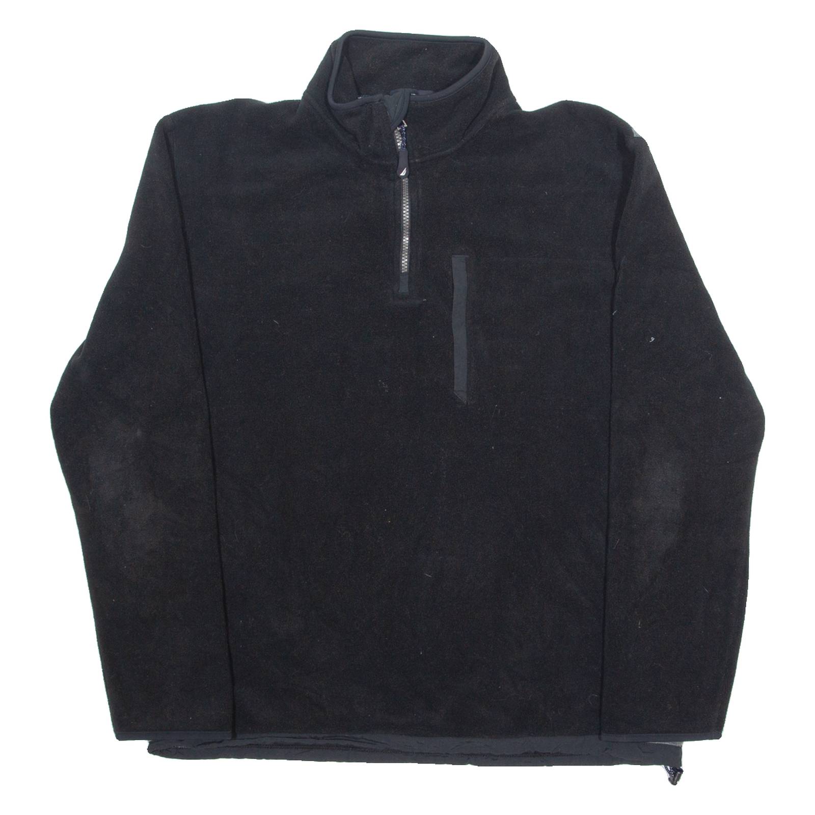NAUTICA Mens Fleece Black 1/4 Zip Tight Knit L