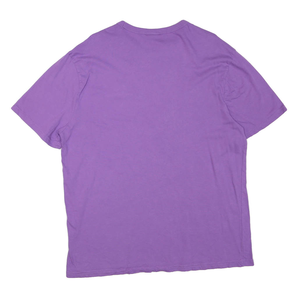 CHAMPION Mens Purple Graphic T-Shirt L Short Sleeve Crew Neck Cotton Blend