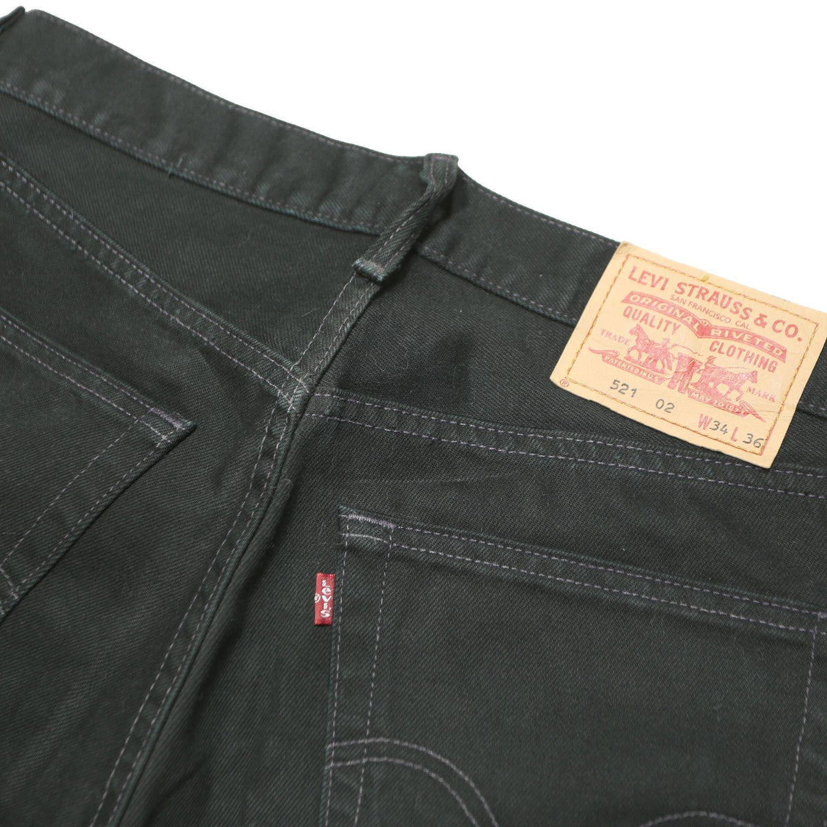 LEVI'S 521 Mens Jeans Black Relaxed Straight Denim Medium W34 L36 Classic Style