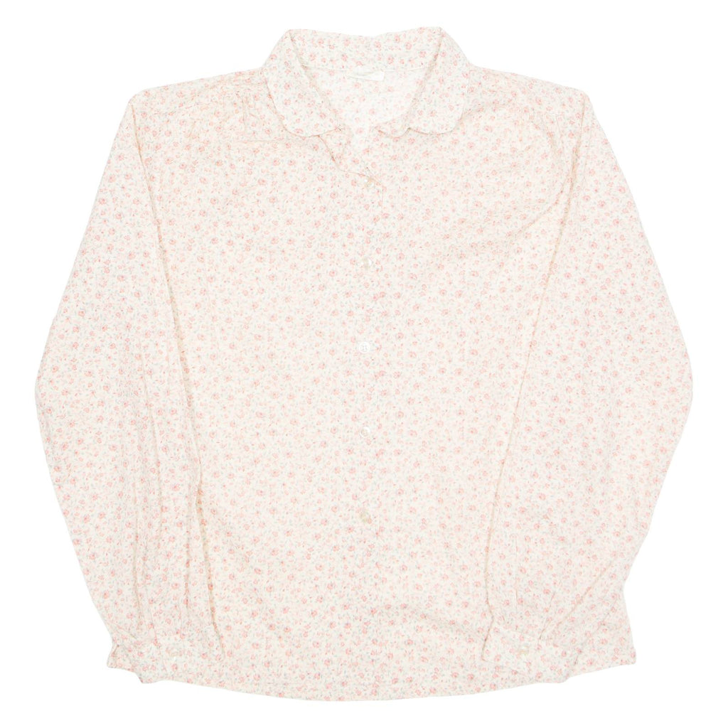 Womens Printed Shirt Beige Collared Long Sleeve Floral M