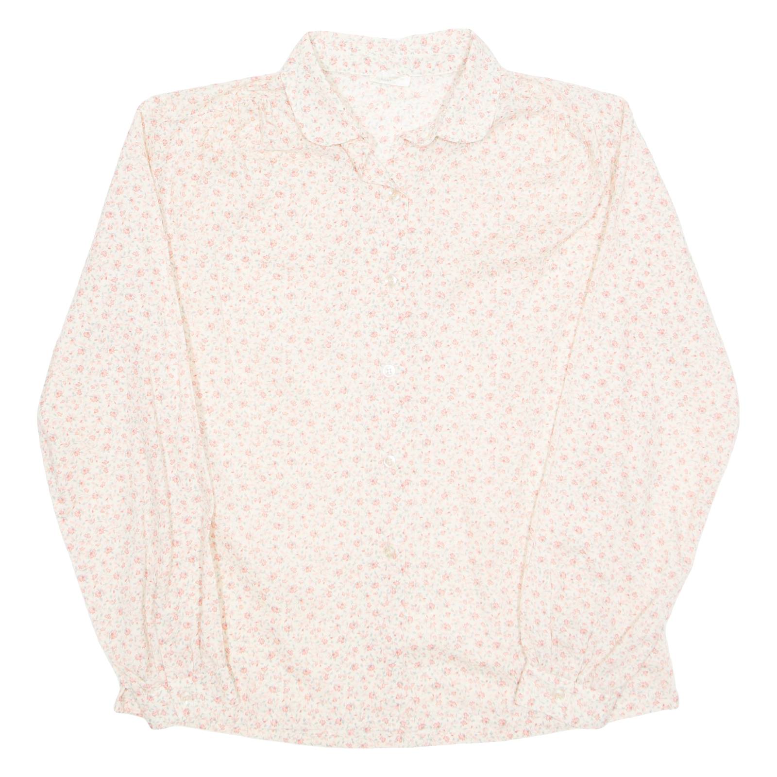 Womens Printed Shirt Beige Collared Long Sleeve Floral M