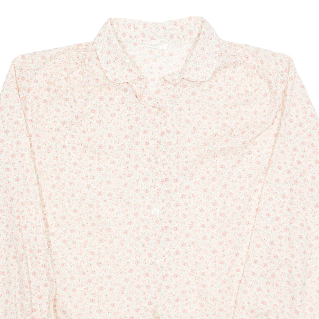 Womens Printed Shirt Beige Collared Long Sleeve Floral M