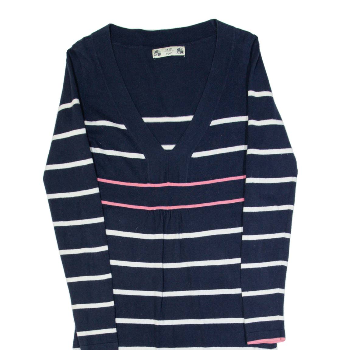 CREW CLOTHING Womens Jumper Dress Blue Striped Long Sleeve Midi UK 8