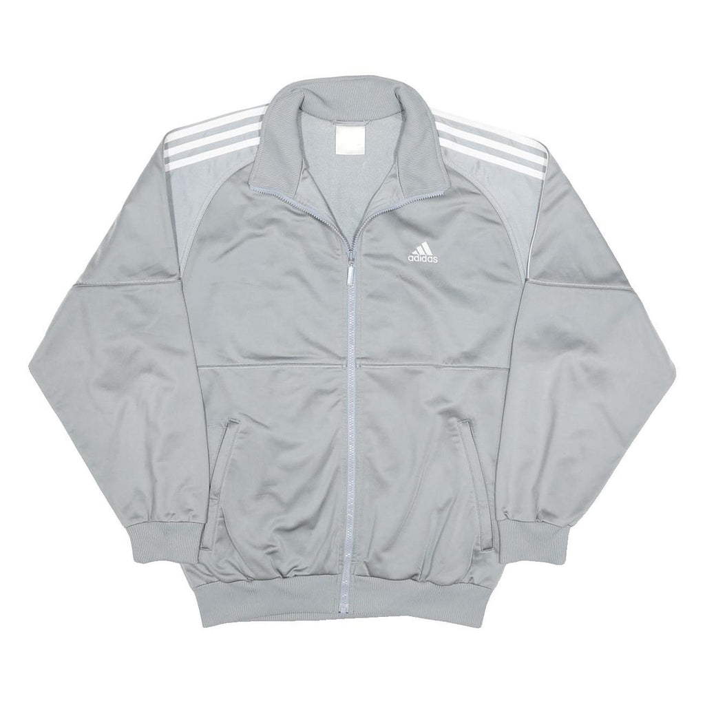 ADIDAS Mens Grey & White Athletic Jacket M Polyester Zip Track Top