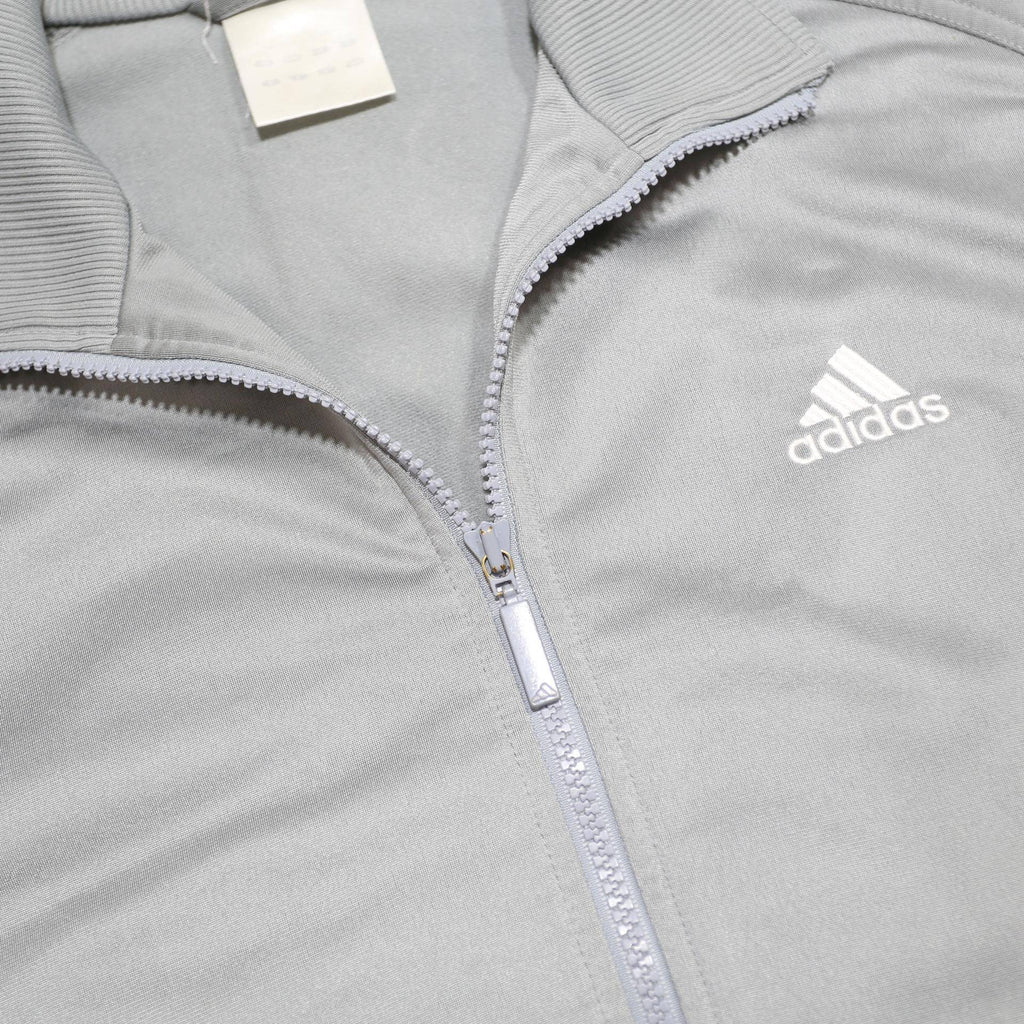 ADIDAS Mens Grey & White Athletic Jacket M Polyester Zip Track Top