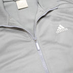 ADIDAS Mens Grey & White Athletic Jacket M Polyester Zip Track Top