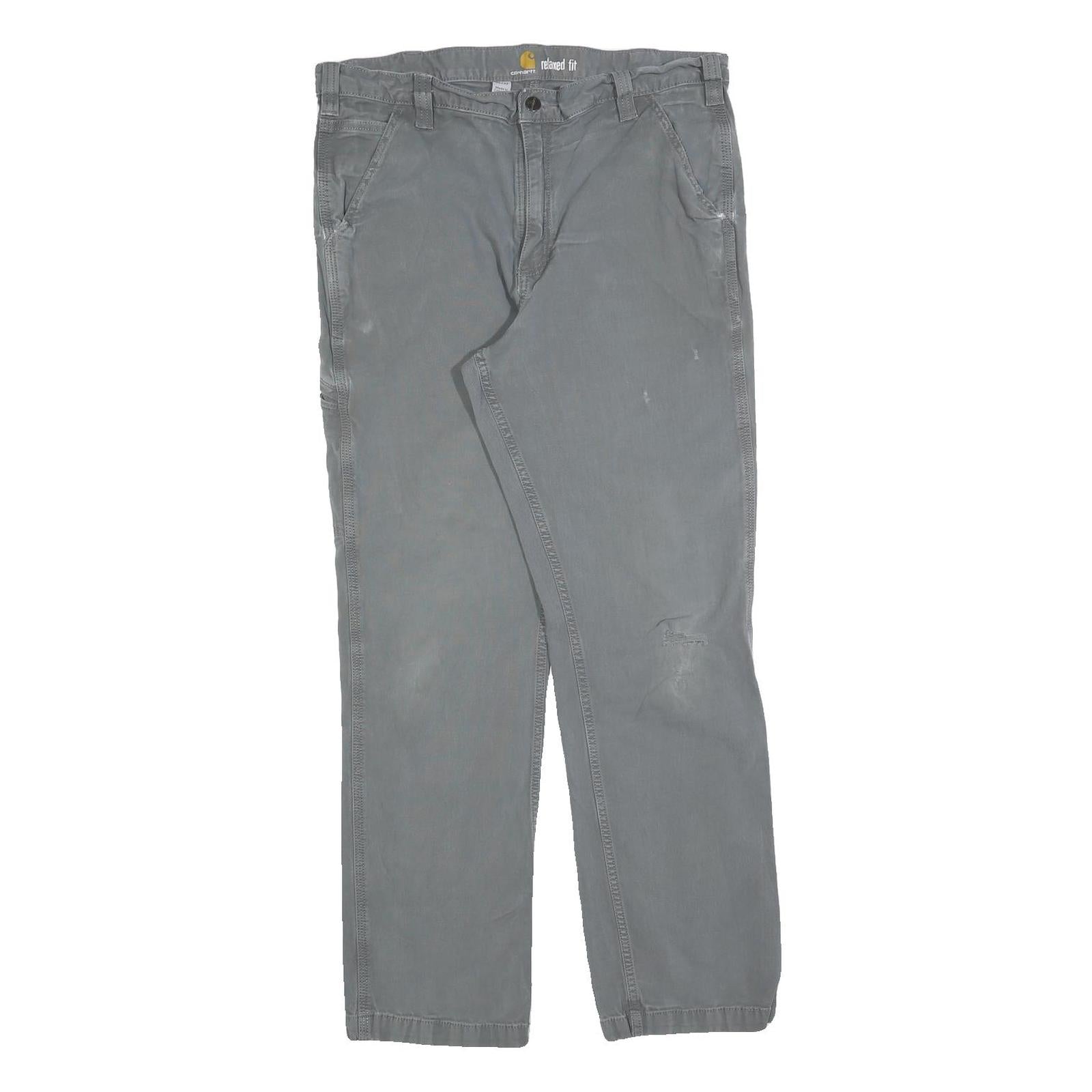 CARHARTT Mens Cotton Blend Grey Relaxed Fit Straight Trousers W36 L32 Workwear