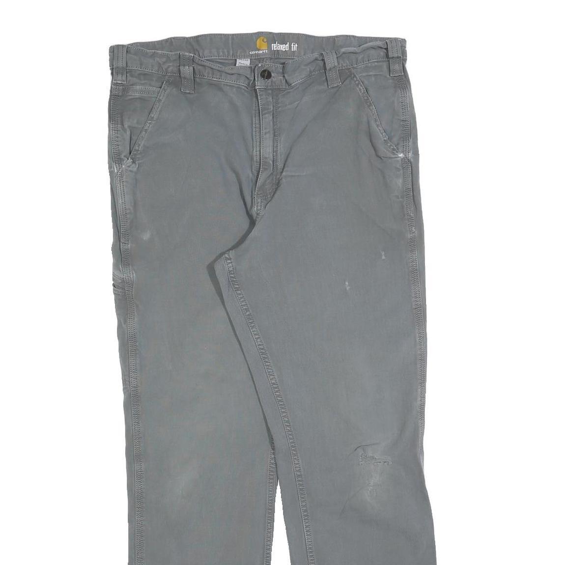 CARHARTT Mens Cotton Blend Grey Relaxed Fit Straight Trousers W36 L32 Workwear