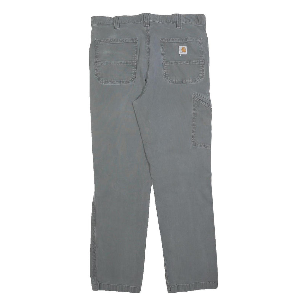 CARHARTT Mens Cotton Blend Grey Relaxed Fit Straight Trousers W36 L32 Workwear