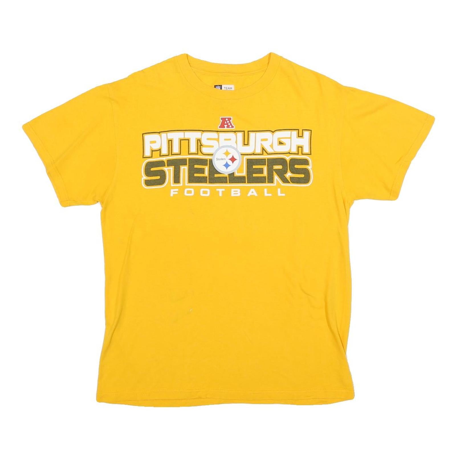 NFL Mens Yellow Pittsburgh Steelers Football Graphic T-Shirt M Crew Neck Short
