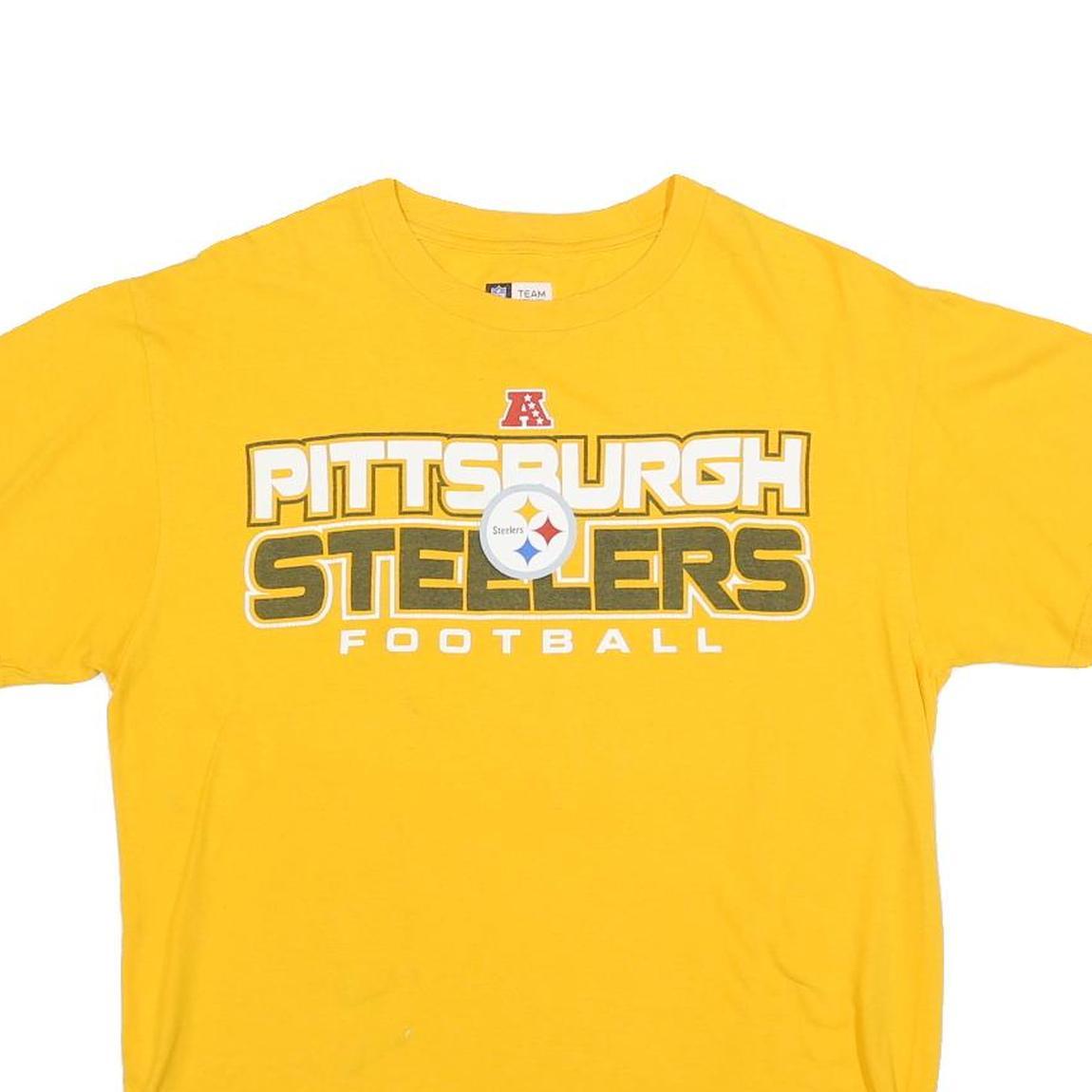 NFL Mens Yellow Pittsburgh Steelers Football Graphic T-Shirt M Crew Neck Short