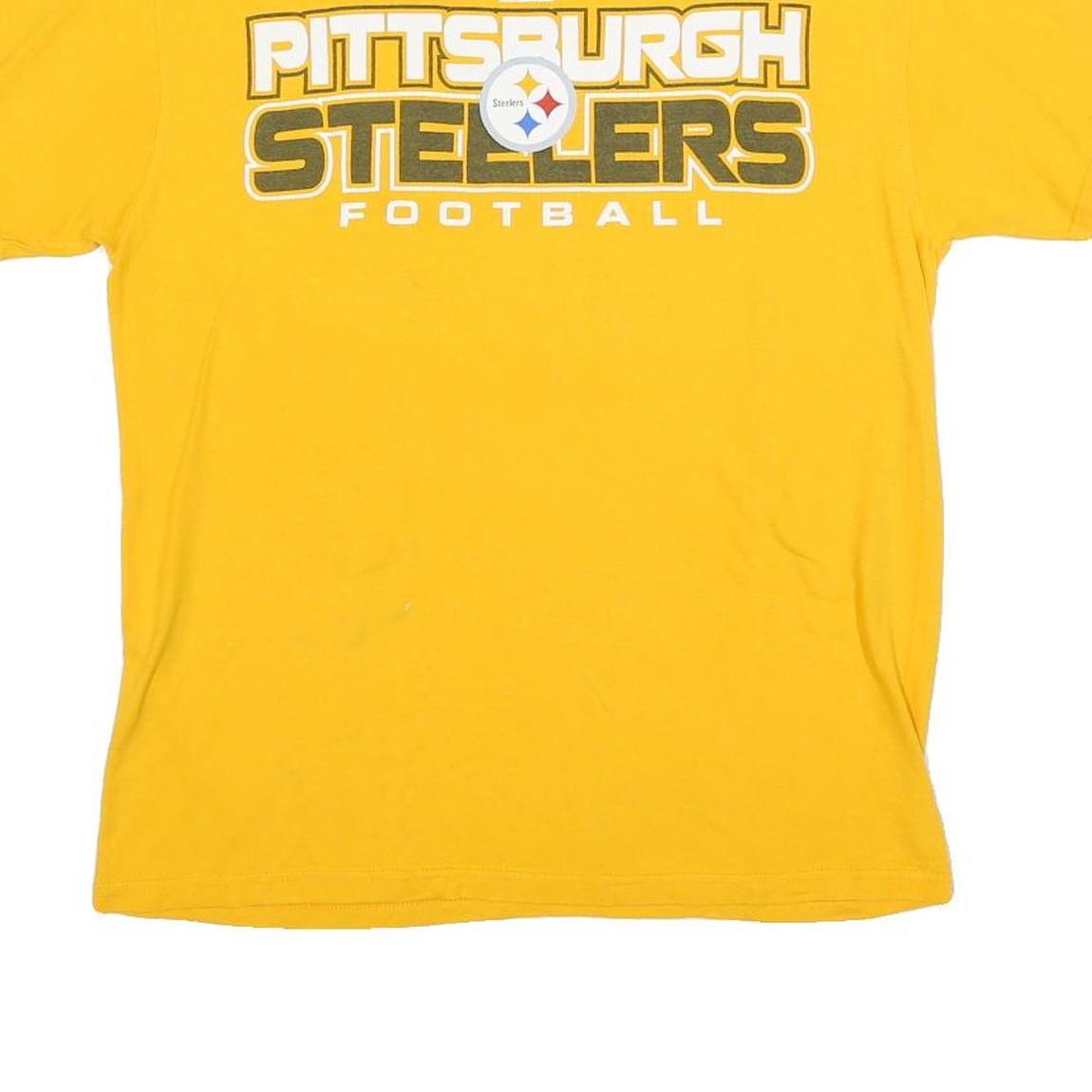 NFL Mens Yellow Pittsburgh Steelers Football Graphic T-Shirt M Crew Neck Short